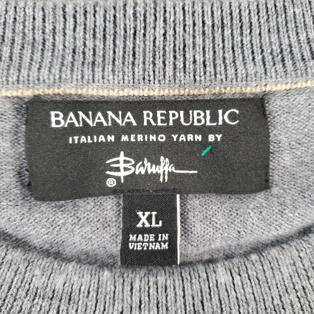 Banana Republic Sweater Mens XL Merino Crew Gray Italian Wool Baruffa 442466-00